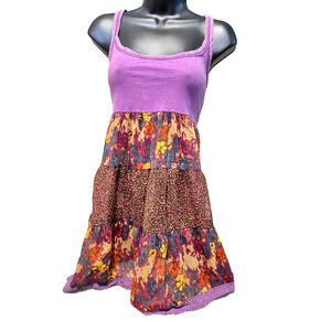 Women's Summer of Love Size Large Purple Flowy Sleeveless Floral Blouse